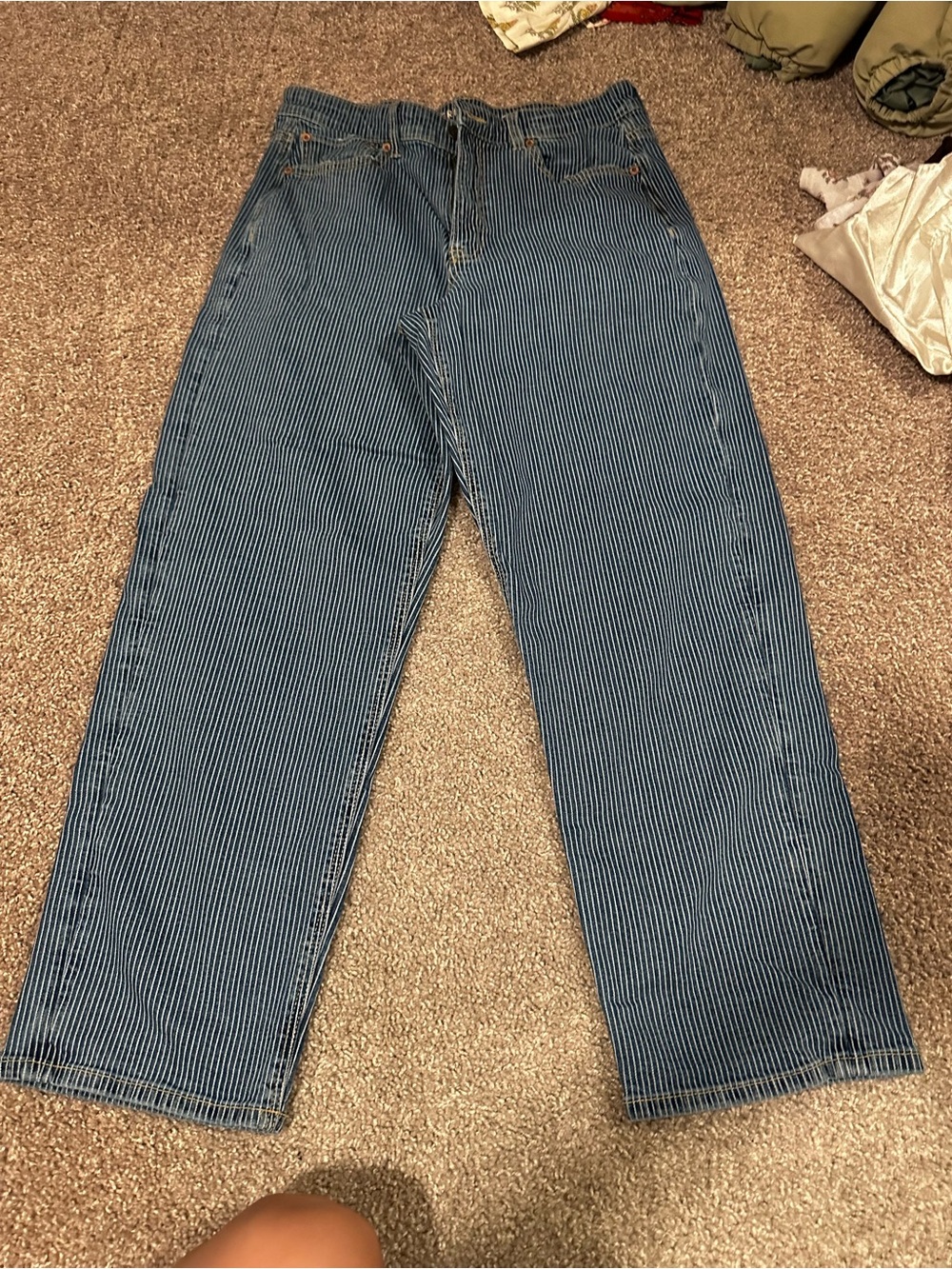 American Eagle Outfitters Striped Super High- Rise Baggy Straight